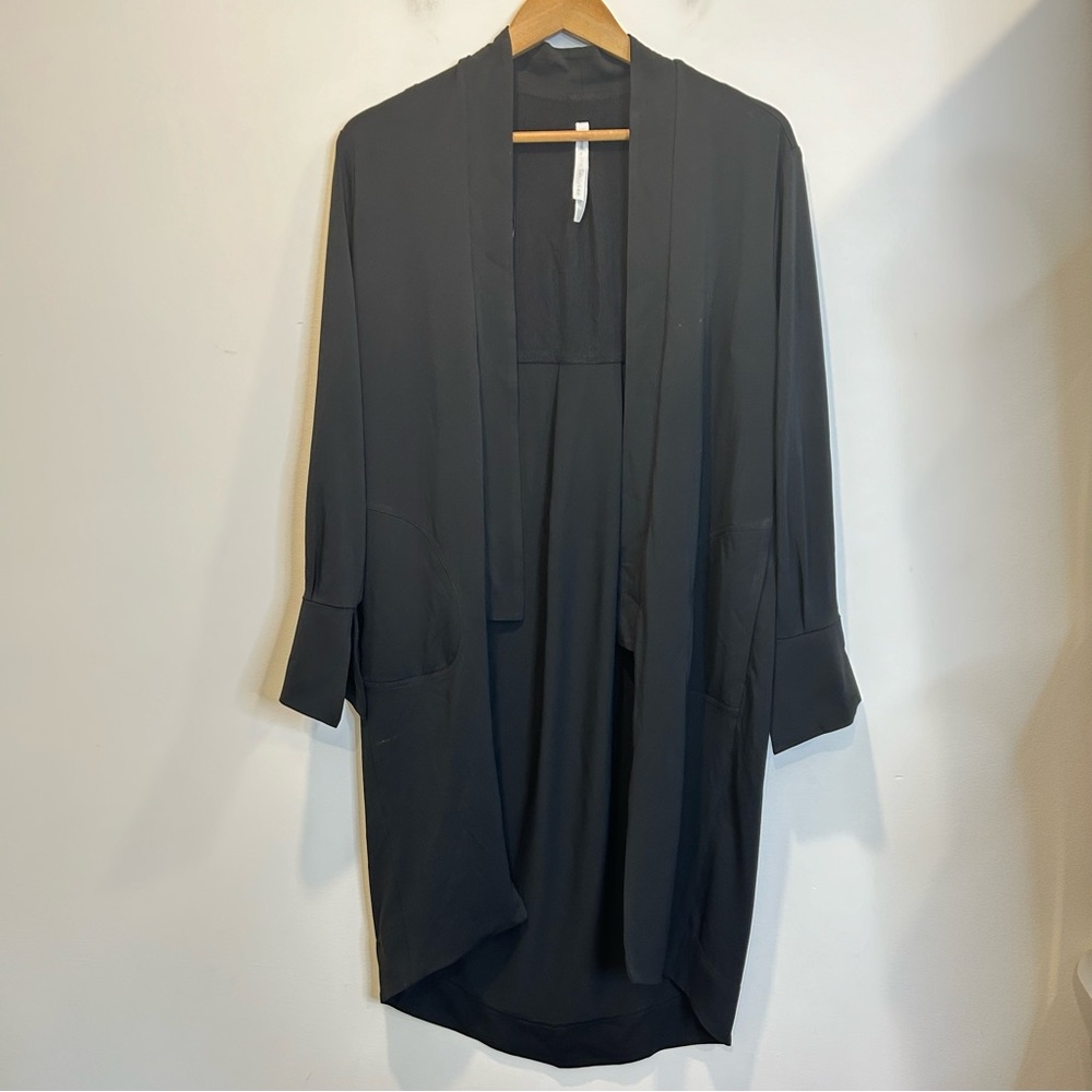 Iris Setlakwe Open Front Draped Long Blazer Black